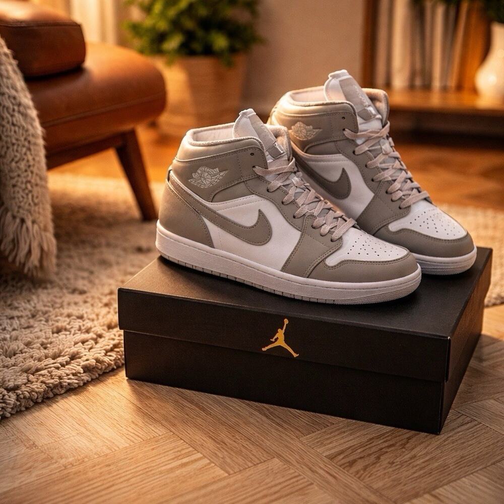 Size 8 - Jordan 1 Mid College Grey - 554724082 lightly used/ OG BOX